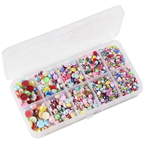 8KLANMMQ Halbrunde flache Kunstperlen, verschiedene Größen, DIY-Imitationsperlen für Verzierungen, Basteln, Nagelherstellung (Farbe: A, Größe: Einheitsgröße) von 8KLANMMQ