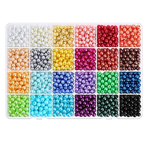 8KLANMMQ Runde Perlen mit Löchern für Schmuckherstellung, lose Abstandshalter, 6 mm, 24 Farben, 1680 Stück (Farbe: A, Größe: Einheitsgröße) von 8KLANMMQ