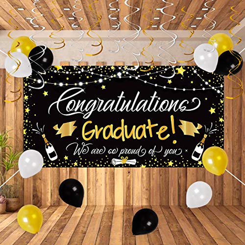Abschlussdekorationen, Klasse 2025 – große Girlande mit Aufschrift "Congrats Grad", Foto-Hintergrund, Luftballons, hängende Wirbel, Partyzubehör, 25 Stück Abschlussdekorationen, Klasse 2025 – große Girlande mit Aufschrift "Congrats Grad", Foto-Hintergrund, Luftballons, hängende Wirbel, Partyzubehör, 25 Stück von 90shine