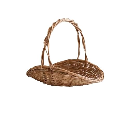 95sCloud-1 Home Blumenkorb Weidenkorb Picknickkorb Osterkorb Blumenmädchen mit Henkel | Handgeflochtener, Geschenkkorb, Obstkorb, Bügelkorb | Osterkörbchen Osterkorb (B, 30x25cm) von 95sCloud-1