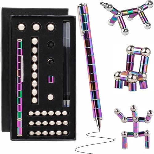 Magnetischer Kugelschreiber, Magnetic Pen Fidget Toys, Magnetstifte Fidget Pen Bunt, Multifunktions Magnetstift, Magnetism Stiftes Druckkugelschreiber für Männer, Frauen, Teenager (Multicolour) von 95sCloud-1