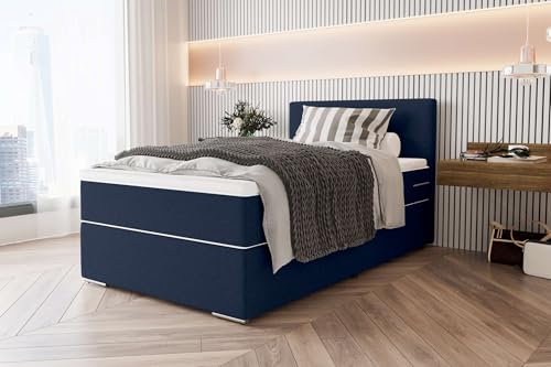 99rooms Phönix Mini Boxspringbett Einzelbett: 100x200 cm, Webstoff Malmo_New Dunkelblau, Box: Bonellfederkern, Matratze: Taschenfederkern 19 cm, Komfortschaumtopper 4 cm 99rooms Phönix Mini Boxspringbett Einzelbett: 100x200 cm, Webstoff Malmo_New Dunkelblau, Box: Bonellfederkern, Matratze: Taschenfederkern 19 cm, Komfortschaumtopper 4 cm von 99rooms