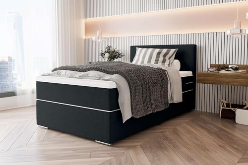99rooms Phönix Mini Boxspringbett Einzelbett: 120x200 cm, Webstoff Malmo_New Schwarz, Box: Bonellfederkern, Matratze: Taschenfederkern 19 cm, Komfortschaumtopper 4 cm 99rooms Phönix Mini Boxspringbett Einzelbett: 120x200 cm, Webstoff Malmo_New Schwarz, Box: Bonellfederkern, Matratze: Taschenfederkern 19 cm, Komfortschaumtopper 4 cm von 99rooms
