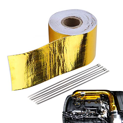 A/R Goldfarbenes Thermo-Auspuffband – hitzebeständiges goldenes Aluminiumfolienband – selbstklebendes hitzebeständiges Klebeband für Schlauch und Autogebrauch A/R Goldfarbenes Thermo-Auspuffband – hitzebeständiges goldenes Aluminiumfolienband – selbstklebendes hitzebeständiges Klebeband für Schlauch und Autogebrauch von A/R