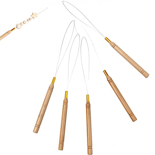 A/R Perlennadeln mit großem Öhr - 5 Stück Sticknadeln Schmuckherstellung und Perlenwerkzeuge mit Holzgriff | Bead Spinner Nadeln Stickwerkzeuge Zubehör von A/R