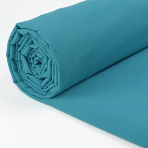 A-Express 100% Baumwollstoff - 150 cm (60 Zoll) Breit – Uni Baumwoll stoff Meterware - Ideal für Patchwork, Nähen, Vorhang, Futter, Bettwäsche, Schneiderei, Kissenbezüge - Blaugrün 2 Meter von A-Express