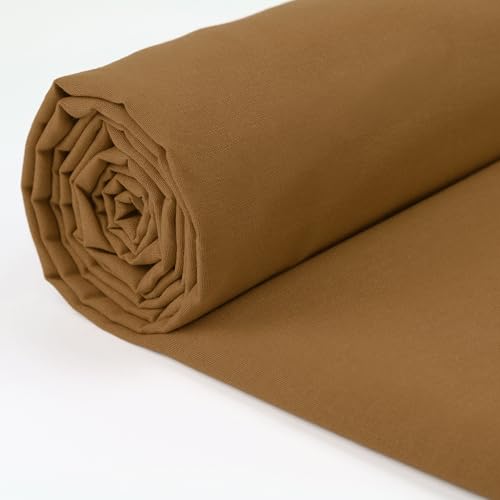 A-Express 100% Baumwollstoff - 150 cm (60 Zoll) Breit – Uni Baumwoll stoff Meterware - Ideal für Patchwork, Nähen, Vorhang, Futter, Bettwäsche, Schneiderei, Kissenbezüge - Dunkelbeige 1 Meter von A-Express
