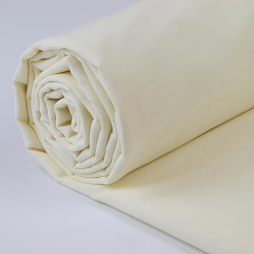 A-Express 100% Baumwollstoff - 150 cm (60 Zoll) Breit – Uni Baumwoll stoff Meterware - Ideal für Patchwork, Nähen, Vorhang, Futter, Bettwäsche, Schneiderei, Kissenbezüge - Elfenbein 1 Meter von A-Express