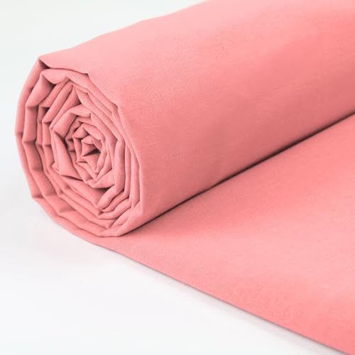 A-Express 100% Baumwollstoff - 150 cm (60 Zoll) Breit – Uni Baumwoll stoff Meterware - Ideal für Patchwork, Nähen, Vorhang, Futter, Bettwäsche, Schneiderei, Kissenbezüge - Hellrosa 5 Meter von A-Express