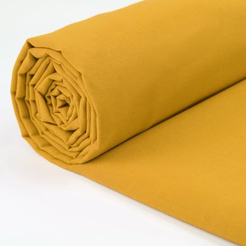 A-Express 100% Baumwollstoff - 150 cm (60 Zoll) Breit – Uni Baumwoll stoff Meterware - Ideal für Patchwork, Nähen, Vorhang, Futter, Bettwäsche, Schneiderei, Kissenbezüge - Senf 1 Meter von A-Express