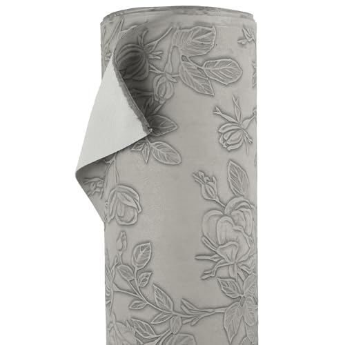 A-Express Blumen Kunstlederstoff - Geprägt PU Kunstleder - 140cm Breit Meterweise Vinyl Ledermaterial - 430 GSM Polsterstoff für Autos, DIY Bastelbogen, Geldbeutel - 1 Meter Grau A-Express Blumen Kunstlederstoff - Geprägt PU Kunstleder - 140cm Breit Meterweise Vinyl Ledermaterial - 430 GSM Polsterstoff für Autos, DIY Bastelbogen, Geldbeutel - 1 Meter Grau von A-Express