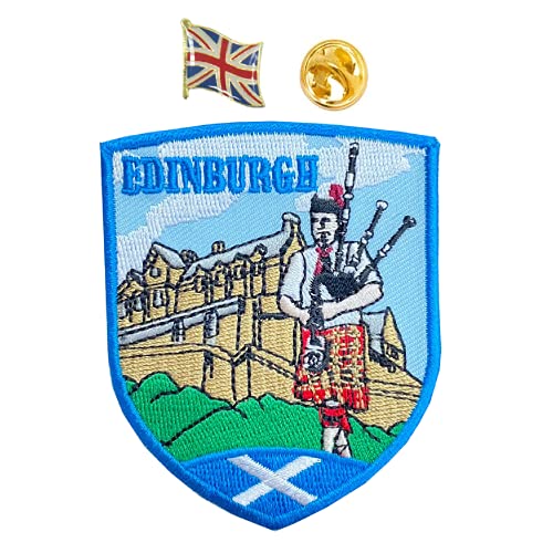 A-ONE 2 Stück Set- Edinburgh Aufnäher zum Aufbügeln, Armee-Abzeichen, Großbritannien, England-Flagge, Anstecknadeln für Jeans, Schuhe, Tasche Nr.175P von A-ONE