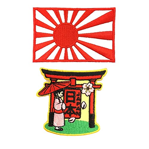 A-ONE Japanische Torii Aufnäher + Japanische Gunkanki Stickerei, marineblaue Kampfpatch, taktische Abzeichen, japanische Torii Torte Brosche, zum Aufnähen auf Kleidung, Jeanskappen, zum Aufkleben auf Laptop Nr. 198F, 2 Stück von A-ONE