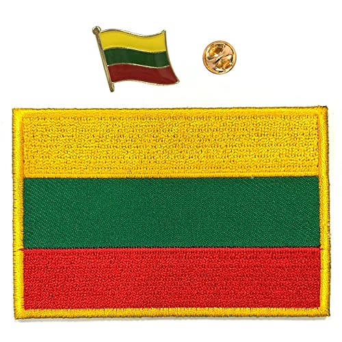 A-ONE Litauen-Pinbadge + Lietuvos Respublika Nadelaufnäher, hitzeversiegelte Rückseite, Stickerei, langlebiger Aufnäher, bereichern Sie die Canvas-Tasche, Garrison-Kappe, Rucksackkappe, Pin für Rucksackkappe, Nr. 428A von A-ONE