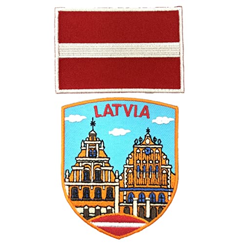 A-ONE Riga Embroidery Shield Patch + Lettland National Flag Moral Embroidery Patch , Patches for Clothing, Bag, Clothes NO.454C von A-ONE