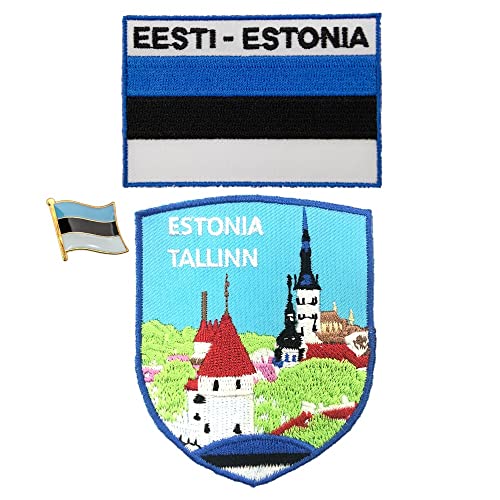 A-ONE Tallin Old Town Marines Patch + Estland Bikers Badge, Europa Travel Adhesive Applikationen und Pin, Patch Out Proud on Backpacks, Purse, Shirts, Portmonae, Cases NO.451B von A-ONE
