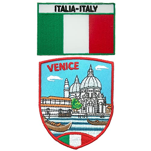 A-ONE Venedig Original Designed Applique + Italy Soldier Badge, Weltberühmte City Series Patches, Aufnähen/Bügeln/Aufkleben auf Kleidung, Jeans, Taschen, Notizbücher bestickt Emblem NO.444C von A-ONE