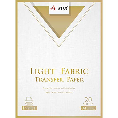 A-SUB Inkjet Transferpapier zum Aufbügeln für helles und weißes T-Shirt/Textilien, DIN A4, 20 Blatt. Für Tintenstrahldrucker A-SUB Inkjet Transferpapier zum Aufbügeln für helles und weißes T-Shirt/Textilien, DIN A4, 20 Blatt. Für Tintenstrahldrucker von A-SUB