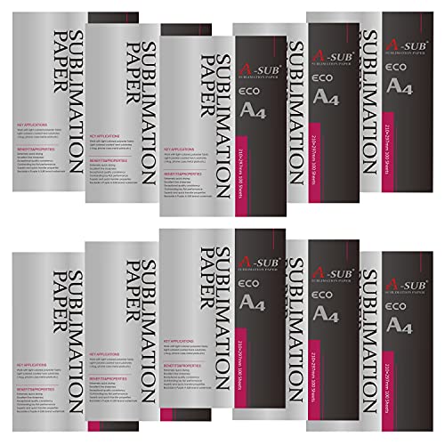 A-SUB Sublimationspapier A4, 210x297 mm, 1000 Blatt, kompatibel mit EPSON, SAWGRASS, RICOH, Brother Sublimationsdruckern A-SUB Sublimationspapier A4, 210x297 mm, 1000 Blatt, kompatibel mit EPSON, SAWGRASS, RICOH, Brother Sublimationsdruckern von A-SUB