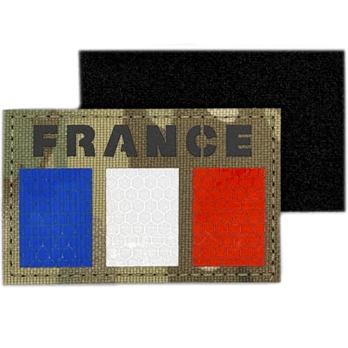 Aufnäher mit Klettverschluss, reflektierend, Frankreich, Militär, französische Flagge, für Westen, Rucksäcke, Airsoft, hohe Sichtbarkeit, 8 x 5 cm von A TODA LECHE