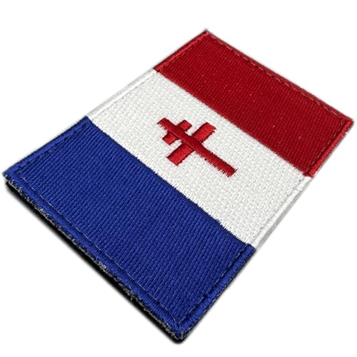 Flagge Frankreich Lothringerkreuz - Militär Patch Klett Rot Gestickt 7,5x5 cm Historisch von A TODA LECHE