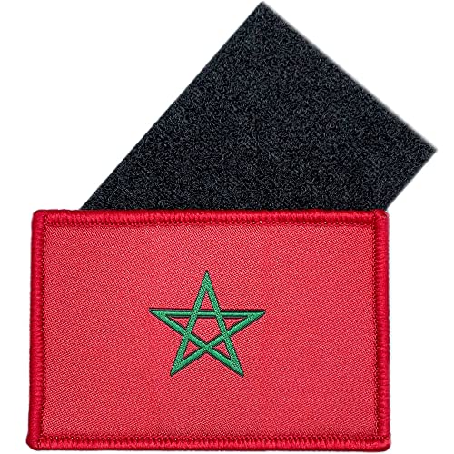 Kleiner Marokko Flagge Klett-Patch - Bestickte Patches für Kleidung - Länder-Patches für Rucksäcke - Marokkanische Flagge 75 x 50 mm von A TODA LECHE