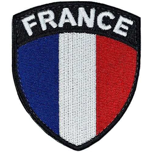 Flagge Frankreich Aufnäher mit Klettverschluss - 100% Bestickte Aufnäher für Kleidung - Aufnäher für Länder und Flaggen - Aufnäher für Rucksäcke - Frankreichflagge (Schild) von A TODA LECHE