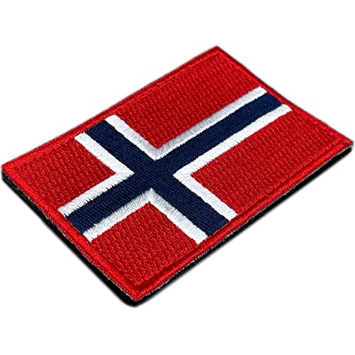 Norwegische Flagge Patch mit Klettverschluss - 100% bestickte Patches für Kleidung - Europa Länder- und Flaggenpatches - Patches für Rucksäcke - Patch für Daunenjacken 75 x 50 mm von A TODA LECHE