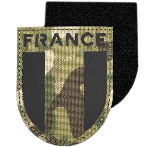 Patch Infrarot, reflektierend, Frankreich – Militär-Patch Frankreich Scratch Flagge bestickt Camouflage 7,5 x 6,5 cm für Rucksack/Uniform, Wappen der französischen Armee von A TODA LECHE