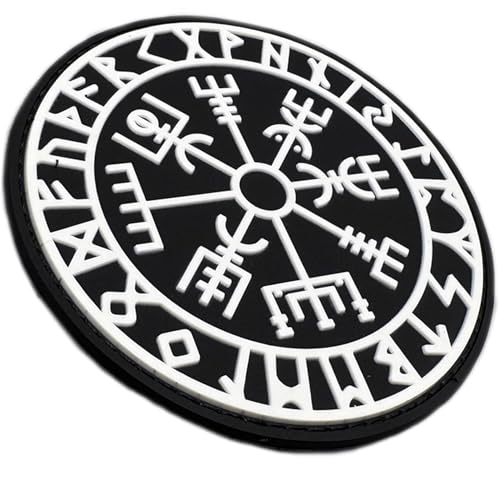 Vikinga Vegvísir Taktischer Aufnäher 3D PVC mit Klettverschluss - Nordischer Glow Kompass - Leuchtende Jacke - 8 cm von A TODA LECHE