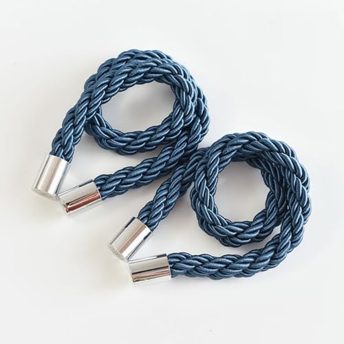 A.Monamour 2 Stück Magnetische Vorhang Raffhalter Vorhanghalter Gardinenhalter Halterungen Modern Gardinen Spangen Halter Stark Magnete Seil Kordel Gewebte Schnallen Dekoration - Pfauenblau von A.Monamour