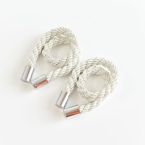 A.Monamour 2 Stück Magnetische Vorhang Raffhalter Vorhanghalter Gardinenhalter Halterungen Modern Gardinen Spangen Halter Stark Magnete Seil Kordel Gewebte Schnallen Dekoration - cremeweiß von A.Monamour