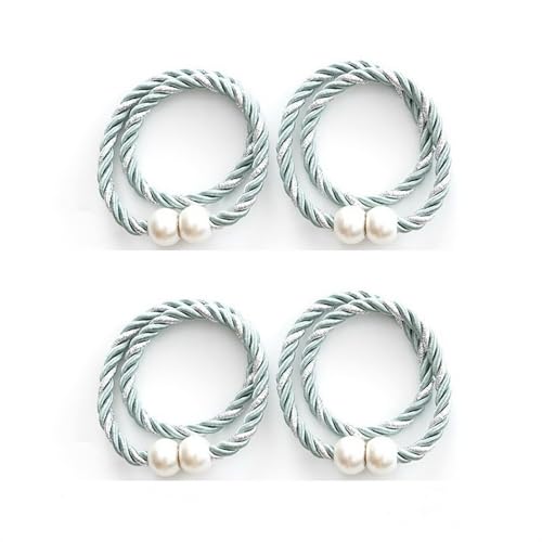 A.Monamour 4 Stück Magnetische Vorhang Raffhalter Vorhanghalter Gardinenhalter Halterungen Modern Gardinen Spangen Halter Stark Magnete Seil Kordel Gewebte mit Ball Schnallen Dekoration - blau grau von A.Monamour