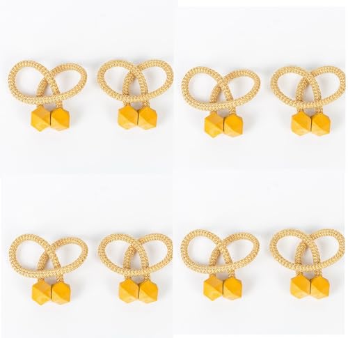 A.Monamour 8 Stück Magnetische Vorhang Raffhalter Vorhanghalter Gardinenhalter Halterungen Gardinen Spangen Halter Seil Kordel Schnallen Dekoration für Leichten Schweren Vorhang - gelb von A.Monamour
