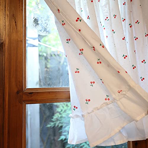 A.Monamour Gardine Scheibengardinen Halbtransparenter Weißer Baumwolle Pom-Pom Textur Kirsch Muster Kurzvorhang Kurzgardinen Küchengardine Küchenvorhang Küche Vorhang Fenster Kurz Stores Bistrogardine A.Monamour Gardine Scheibengardinen Halbtransparenter Weißer Baumwolle Pom-Pom Textur Kirsch Muster Kurzvorhang Kurzgardinen Küchengardine Küchenvorhang Küche Vorhang Fenster Kurz Stores Bistrogardine von A.Monamour
