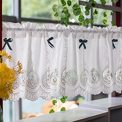 A.Monamour Gardine Scheibengardinen Kurzstores Bauernhaus Blickdichte Baumwolle Weiß Floral Bestickte Spitze Mit Schleife Kurzgardinen Küchengardine Volants Küche Fenster Kurz Vorhang Bistrogardine A.Monamour Gardine Scheibengardinen Kurzstores Bauernhaus Blickdichte Baumwolle Weiß Floral Bestickte Spitze Mit Schleife Kurzgardinen Küchengardine Volants Küche Fenster Kurz Vorhang Bistrogardine von A.Monamour