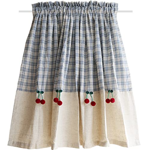 A.Monamour Gardine Scheibengardinen Kurzstores Baumwoll Leinen Blau Plaid Kariert Blickdicht mit Roten Kirschen Landhaus Kurzgardinen Küchengardine Küche Vorhang Fenster Kurz Stores Bistrogardine A.Monamour Gardine Scheibengardinen Kurzstores Baumwoll Leinen Blau Plaid Kariert Blickdicht mit Roten Kirschen Landhaus Kurzgardinen Küchengardine Küche Vorhang Fenster Kurz Stores Bistrogardine von A.Monamour