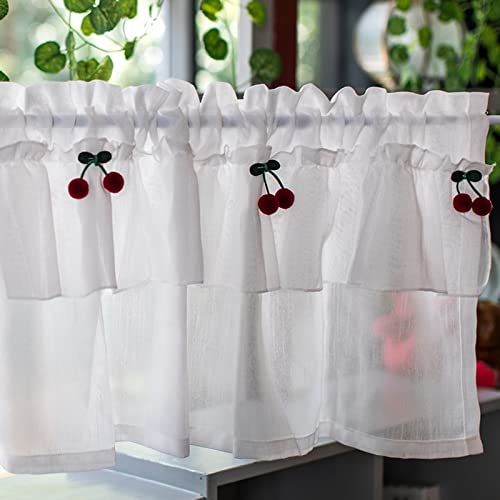 A.Monamour Gardine Scheibengardinen Kurzstores Baumwolle Leinen Weißer Transparenter Voile Tüll Mit Roter Kirsche Kurzgardinen Küchengardine Volants Küche Fenster Kurz Vorhang Bistrogardine A.Monamour Gardine Scheibengardinen Kurzstores Baumwolle Leinen Weißer Transparenter Voile Tüll Mit Roter Kirsche Kurzgardinen Küchengardine Volants Küche Fenster Kurz Vorhang Bistrogardine von A.Monamour