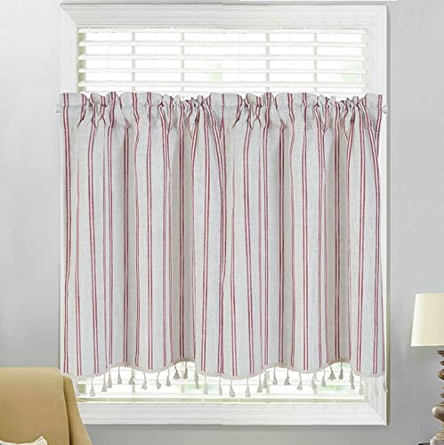 A.Monamour Gardine Scheibengardinen Kurzstores Blickdicht Leinen Rot Weiß Gestreift Mit Quasten Kurzvorhang Kurzgardinen Küchengardine Küchenvorhang Küche Vorhang Fenster Kurz Stores Bistrogardine A.Monamour Gardine Scheibengardinen Kurzstores Blickdicht Leinen Rot Weiß Gestreift Mit Quasten Kurzvorhang Kurzgardinen Küchengardine Küchenvorhang Küche Vorhang Fenster Kurz Stores Bistrogardine von A.Monamour