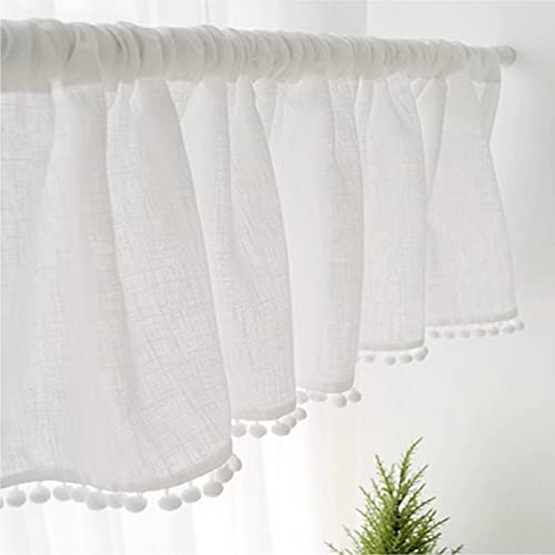 A.Monamour Gardine Scheibengardinen Kurzstores Einfarbig Weißes Transparent Baumwolle Leinen Mit Pompon Quaste Kurzvorhang Kurzgardinen Küchengardine Volants Küche Fenster Kurz Vorhang Bistrogardine A.Monamour Gardine Scheibengardinen Kurzstores Einfarbig Weißes Transparent Baumwolle Leinen Mit Pompon Quaste Kurzvorhang Kurzgardinen Küchengardine Volants Küche Fenster Kurz Vorhang Bistrogardine von A.Monamour
