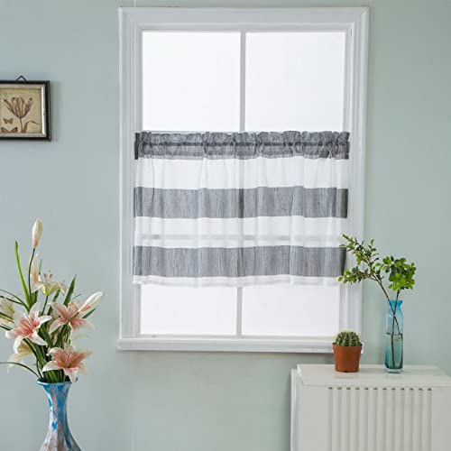 A.Monamour Gardine Scheibengardinen Kurzstores Grau-weiß gestreifte transparente Voile Kurzvorhang Kurzgardinen Küchengardine Küchenvorhang Volants Küche Fenster Kurz Vorhang Bistrogardine A.Monamour Gardine Scheibengardinen Kurzstores Grau-weiß gestreifte transparente Voile Kurzvorhang Kurzgardinen Küchengardine Küchenvorhang Volants Küche Fenster Kurz Vorhang Bistrogardine von A.Monamour