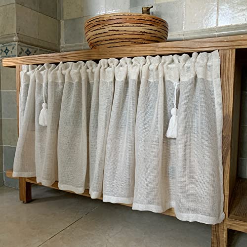 A.Monamour Gardine Scheibengardinen Kurzstores Halbtransparent Retro Solide Beige Leinen mit Quasten Kurzvorhang Kurzgardinen Küchengardine Küche Vorhang Fenster Kurz Stores Bistrogardine A.Monamour Gardine Scheibengardinen Kurzstores Halbtransparent Retro Solide Beige Leinen mit Quasten Kurzvorhang Kurzgardinen Küchengardine Küche Vorhang Fenster Kurz Stores Bistrogardine von A.Monamour