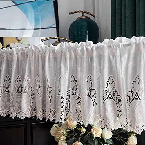 A.Monamour Gardine Scheibengardinen Kurzstores Retro Rustikales Bauernhaus Blickdicht Baumwolle Weiß Floral Bestickte Spitze Kurzgardinen Küchengardine Volants Küche Fenster Kurz Vorhang Bistrogardine A.Monamour Gardine Scheibengardinen Kurzstores Retro Rustikales Bauernhaus Blickdicht Baumwolle Weiß Floral Bestickte Spitze Kurzgardinen Küchengardine Volants Küche Fenster Kurz Vorhang Bistrogardine von A.Monamour