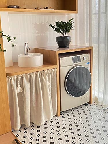 A.Monamour Gardine Scheibengardinen Kurzstores Solide Beige Leinen Baumwolle Halbtransparent mit Quasten Kurzvorhang Kurzgardinen Küchengardine Küche Vorhang Fenster Kurz Stores Bistrogardine von A.Monamour