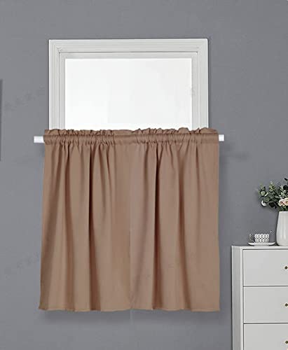 A.Monamour Gardine Scheibengardinen Kurzstores Solide Khaki Blickdicht Verdunkelungsvorhang Kurzvorhang Kurzgardinen Küchengardine Küchenvorhang Küche Vorhang Fenster Kurz Stores Bistrogardine von A.Monamour