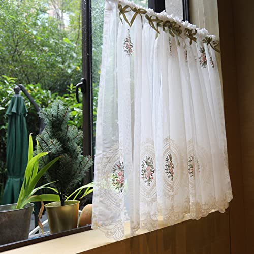 A.Monamour Gardine Scheibengardinen Kurzstores Transparent Rose Floral Bestickter Weißer Voile Spitze Schleife Kurzgardinen Küchengardine Küchenvorhang Küche Fenster Kurz Vorhang Stores Bistrogardine A.Monamour Gardine Scheibengardinen Kurzstores Transparent Rose Floral Bestickter Weißer Voile Spitze Schleife Kurzgardinen Küchengardine Küchenvorhang Küche Fenster Kurz Vorhang Stores Bistrogardine von A.Monamour