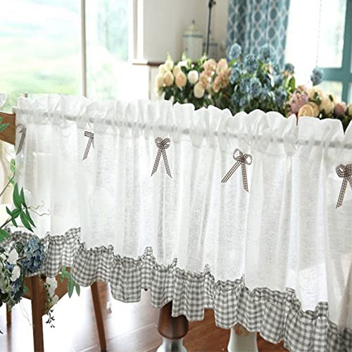 A.Monamour Gardine Scheibengardinen Kurzstores Transparenter Voile-Vorhang Mit Grau Kariert Rüschen Schleife Kurzvorhang Kurzgardinen Küchengardine Küche Vorhang Fenster Kurz Stores Bistrogardine A.Monamour Gardine Scheibengardinen Kurzstores Transparenter Voile-Vorhang Mit Grau Kariert Rüschen Schleife Kurzvorhang Kurzgardinen Küchengardine Küche Vorhang Fenster Kurz Stores Bistrogardine von A.Monamour