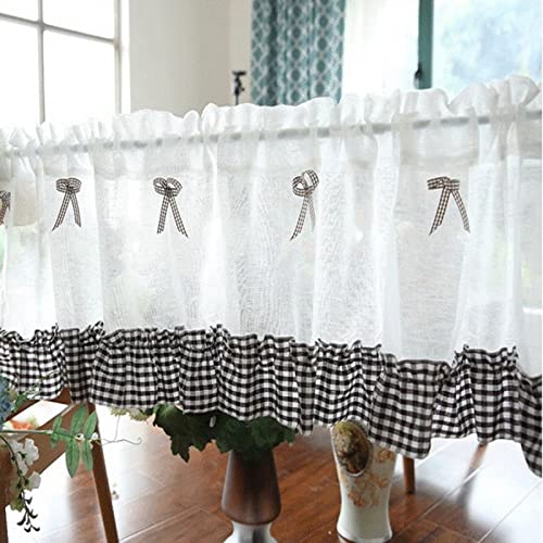 A.Monamour Gardine Scheibengardinen Kurzstores Transparenter Voile-Vorhang Mit Kaffee Kariert Rüschen Schleife Kurzvorhang Kurzgardinen Küchengardine Küche Vorhang Fenster Kurz Stores Bistrogardine A.Monamour Gardine Scheibengardinen Kurzstores Transparenter Voile-Vorhang Mit Kaffee Kariert Rüschen Schleife Kurzvorhang Kurzgardinen Küchengardine Küche Vorhang Fenster Kurz Stores Bistrogardine von A.Monamour