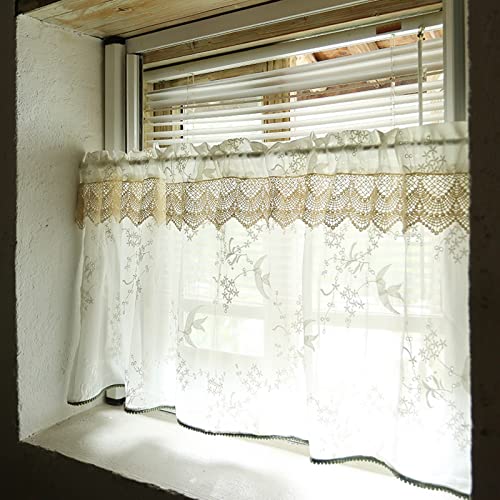A.Monamour Gardine Scheibengardinen Kurzstores Transparenter Weißer Voile Voilage Mit Vogel Und Blumen Stickerei Kurzvorhang Kurzgardinen Küchengardine Küche Vorhang Fenster Kurz Stores Bistrogardine A.Monamour Gardine Scheibengardinen Kurzstores Transparenter Weißer Voile Voilage Mit Vogel Und Blumen Stickerei Kurzvorhang Kurzgardinen Küchengardine Küche Vorhang Fenster Kurz Stores Bistrogardine von A.Monamour