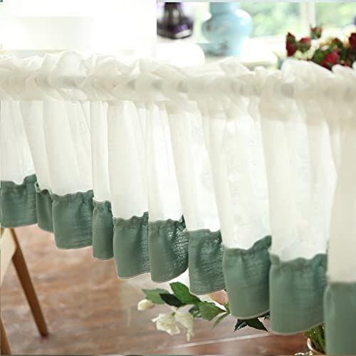 A.Monamour Gardine Scheibengardinen Kurzstores Weiße Transparente Voile Spitze Mit Grünem Volant Kurzvorhang Kurzgardinen Küchengardine Küchenvorhang Küche Vorhang Fenster Kurz Stores Bistrogardine A.Monamour Gardine Scheibengardinen Kurzstores Weiße Transparente Voile Spitze Mit Grünem Volant Kurzvorhang Kurzgardinen Küchengardine Küchenvorhang Küche Vorhang Fenster Kurz Stores Bistrogardine von A.Monamour